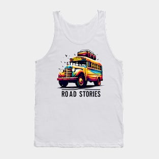 Artistic Silhouette Of A School Bus, Road Stories Tank Top